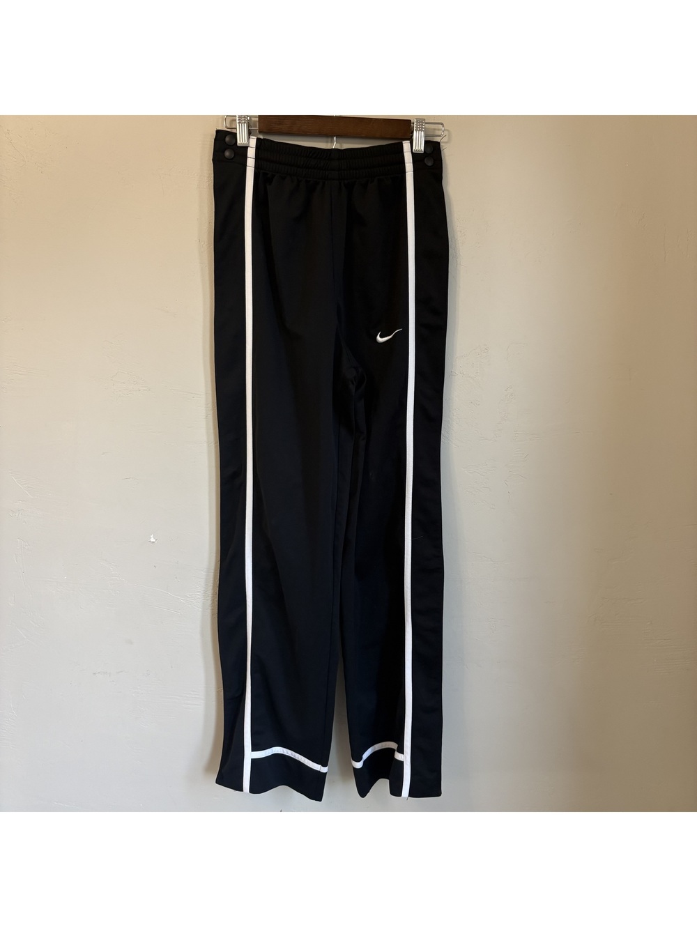 Nike Dri-FIT Black White Piping Snap Side Warm-Up Track Pants Size XS